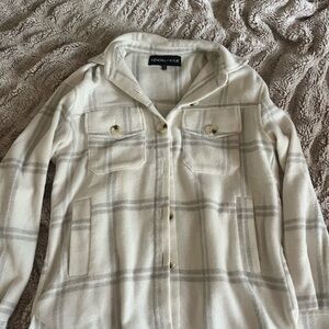 Kendall & Kylie White and Gray Plaid Jacket